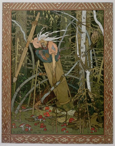 Die Hexe Baba Yaga, Illustration aus der Geschichte von 